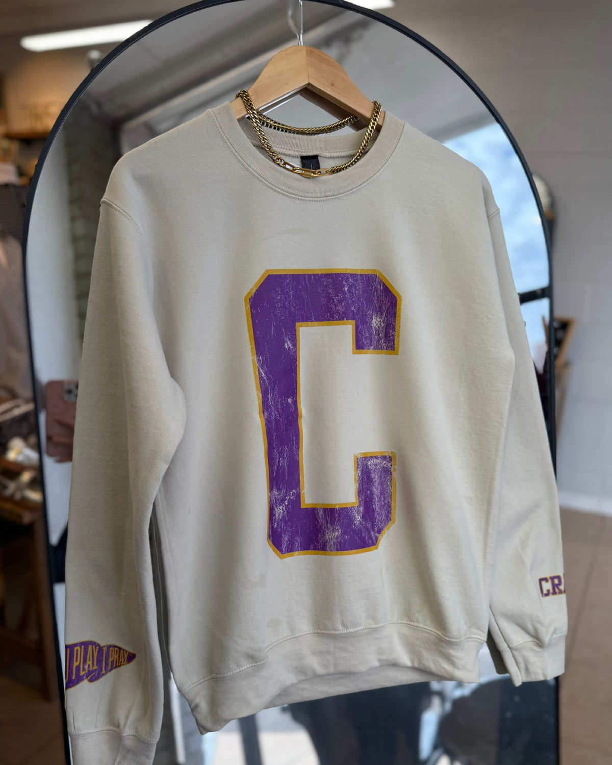 C Sweatshirt in Oatmeal. Cranes