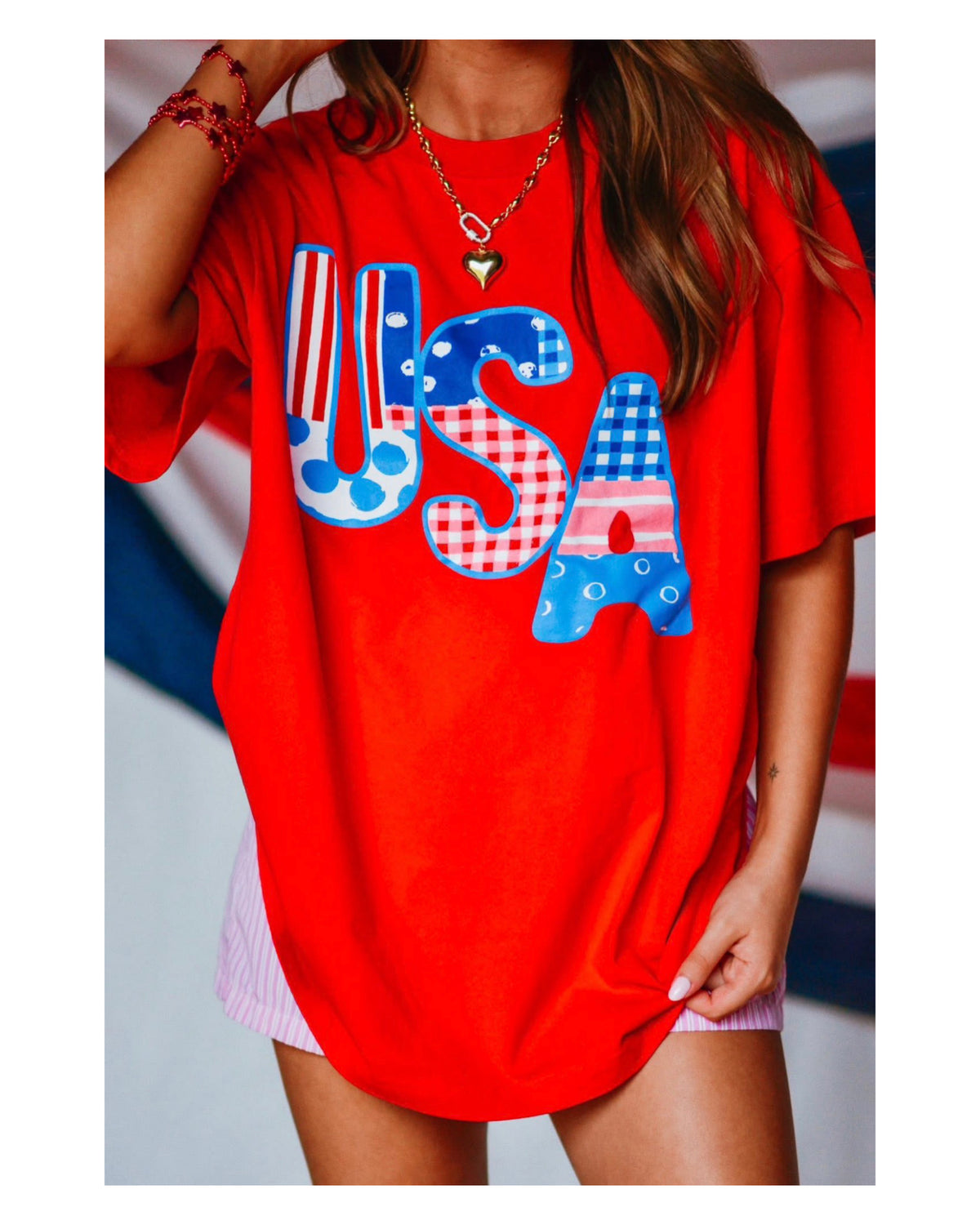 USA Gingham & Dots tee