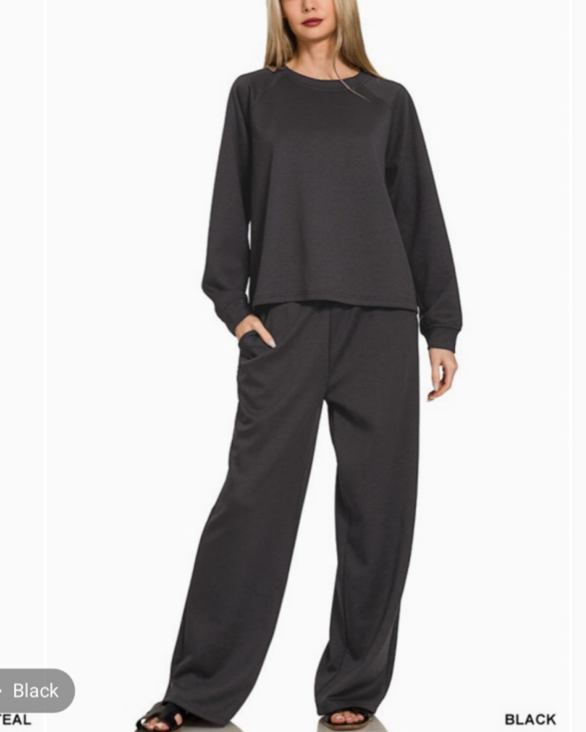 Molly's Skuba Crewneck Pant & Top Set in BLACK