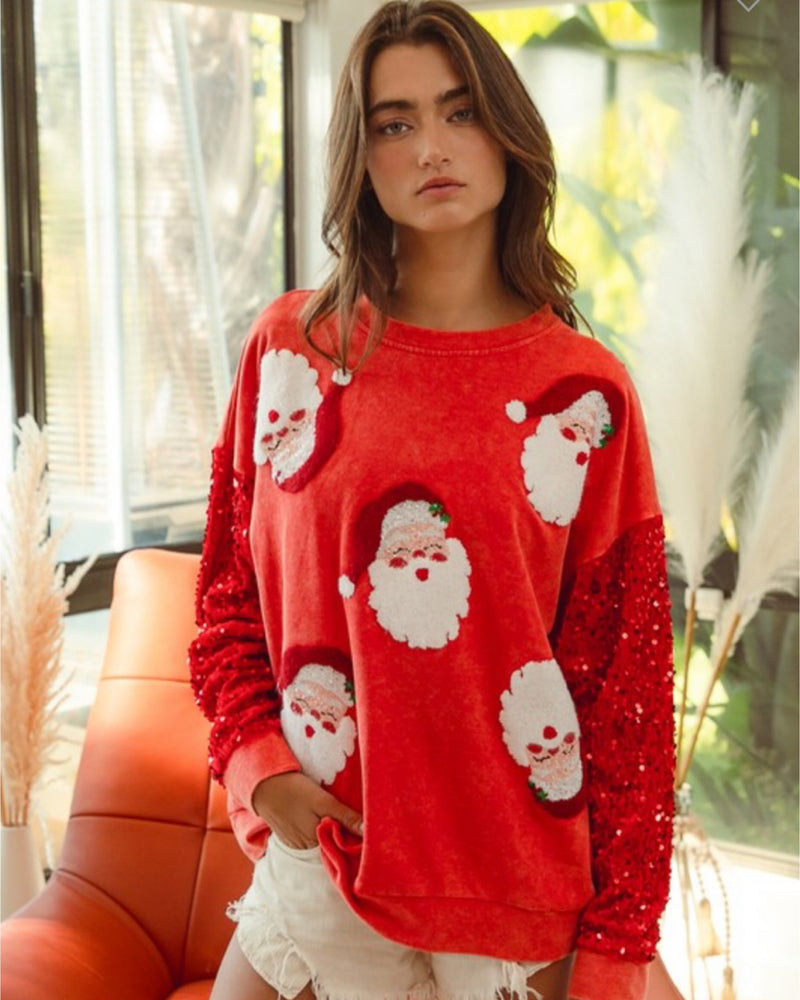 Red Velvety Santa Sweatshirt