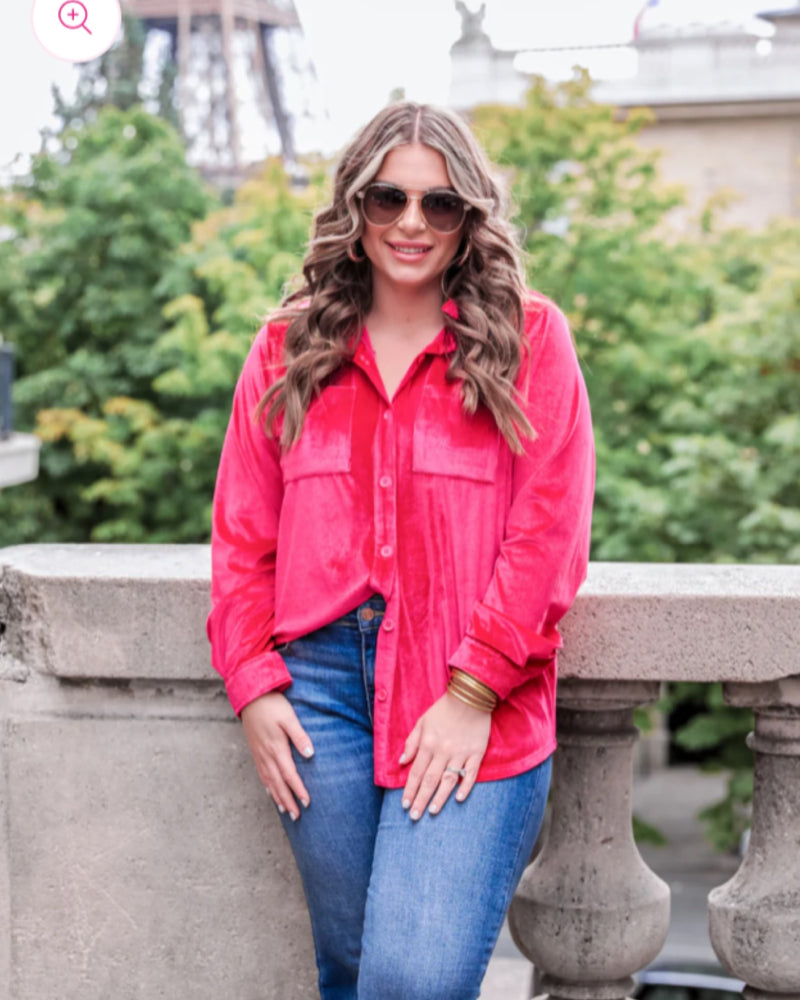 Shane Velvet Button Up Top
