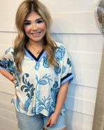 Sweet Escape Blue Floral Blouse